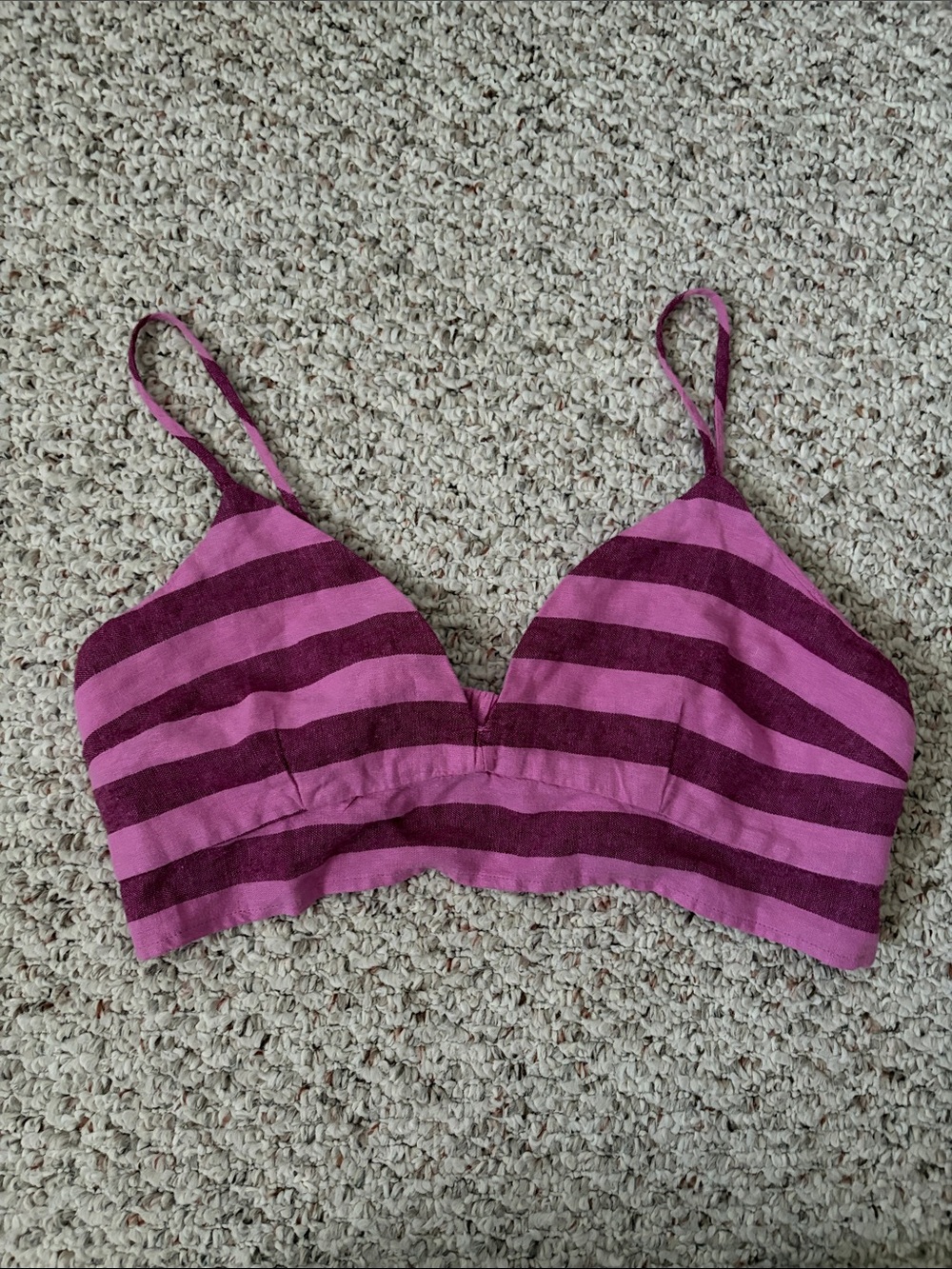 NWOT a new day Pink and Burgundy Striped Cropped Bralette Top